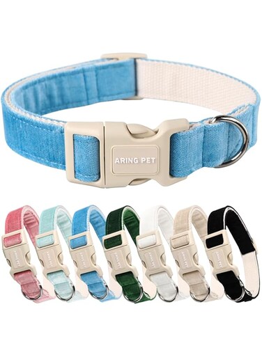 ARING PET Dog Collar-Adjustable Cotton Small Dog Collars, Lightweight Comfortable Blue Pet Collars with Quick Release Buckle for Small Medium Large Dog