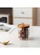 Homesmiths Borosilicate Stripe Glass Food Storage Jar with Acacia Wood Lid, 500ml, 10cm &ndash; Stylish and Durable Kitchen Storage Solution