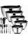 Set of 14 304 Kitchen Baking Stainless Steel Mixing Bowl Salad Bowl Set with Cover, 5 bowls, 14-Piece Kitchenware Set