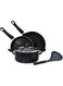 Rossetti&reg; 5 Piece Made in Italy Non-Stick Cookware Set with Non-Stick Casserole Pot + Non-Stick Stir-Fry Wok + Non-Stick Frying Pan + Extra Large Ladle Tool Dishwasher Safe PFOA-free Black Cooking Set