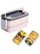 ECVV 2-Layer Leakproof Bento Box, Stainless Steel Food Meal Container, Large Lunch Box with Multi Compartment Lid Handle, Reusable Storage Box, Microwave Safe For School Office (Pink)