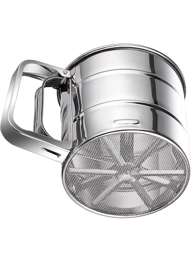 Excefore Flour Sifter,Stainless Steel Sifter for Baking, Double Layers Sifter, Powder Sugar Shaker with Hand Press Design, Flour Sifter for Baking in the kitchen