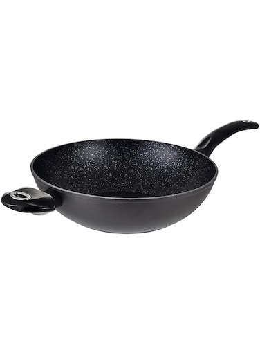 Bergner Orion Wok With Induction Bottom 30 Cm, Marble+ Coating, Forged Aluminium, Grey Colour, Bg30066Gy, Large