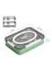 Portable Compartment Lunch Box Adults Stainless Steel Office Staff Separated Bento Box with Cutlery green 28*28*28cm