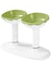 Earrie Elevated Cat Feeding Bowls, Set of 2, Green and White