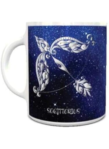 Impress Ceramic Coffee Mug with Zodiac Sign Sagittarius Design, White