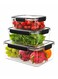 Airtight Food Storage Containers Set of 3 (1.5L, 2.9L, 4.8L)   BPA-Free Plastic Food Containers with Locking Lids   Leak-Proof, Stackable, Freezer Safe Kitchen Storage Boxes for Fridge, Pantry &amp; Meal Prep