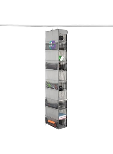 AMERTEER Hanging Shoe Closet Organizer   10-Section Space-Saving Shoe Rack   Grey Hanging Storage Shelves for Shoes, Accessories, and More   Durable &amp; Easy to Install