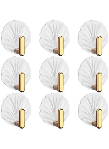 9 Pack Transparent Seamless Coat Hooks, Heavy Duty Self Adhesive Wall Hooks for Bathroom
