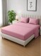 Linen Klub Striped Microfiber Fitted Sheet Set - Single (90 x 190cm) + 2 Pillowcase (50 x 75cm), Premium, Durable Quality, and Deep Pocket for a Perfect Fit, Pink