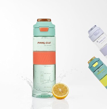 Pulse Hydration Bottle (850ML, Mint) - Motivational Water Bottle with Hydration Tracker &amp; Flip Top Lid