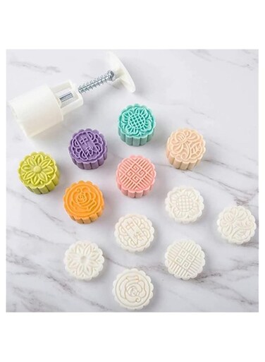 Dubai Gallery 3D Rose Flowers Mooncake Cookie Mould Pastry Diy Baking Tool, White