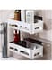 JANNAH Wall-mounted Storage Rack Bathroom Shelf For Kitchen Bathroom Accessories Without Drill (White) (2)