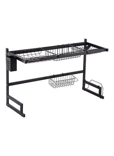 Multi Layer Kitchen Sink Drain Board Rack Black 34x85x89cm