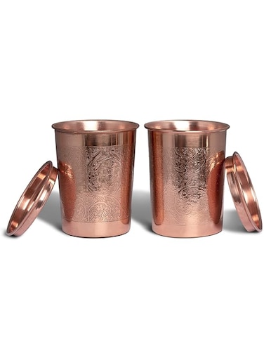 GreenTree&reg; Pure Copper Glass With Lid (Set Of 2), Ayurveda Health Benefits