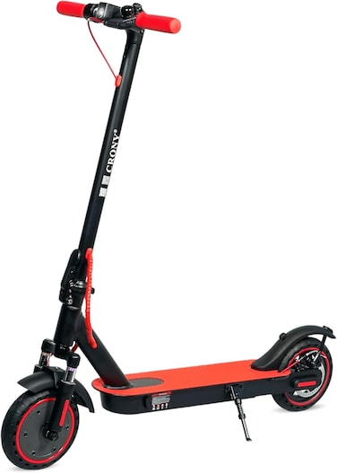 Crony M365 Foldable Electric Scooter With Front Suspension &amp; Durable Honeycomb Tires, Lightweight Commuter Scooter With Smart App Control, 250W Motor, 25-45Km/H Speed, 10-25Km Range, Red
