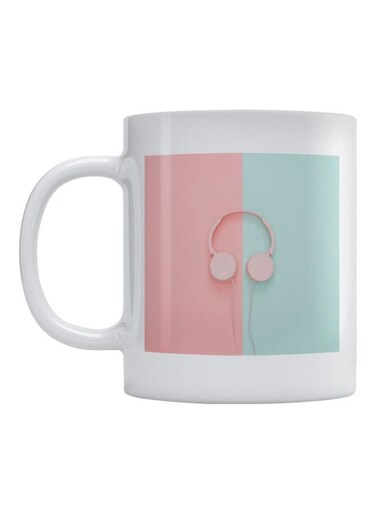 Headphones Printed Mug White/Blue/Green