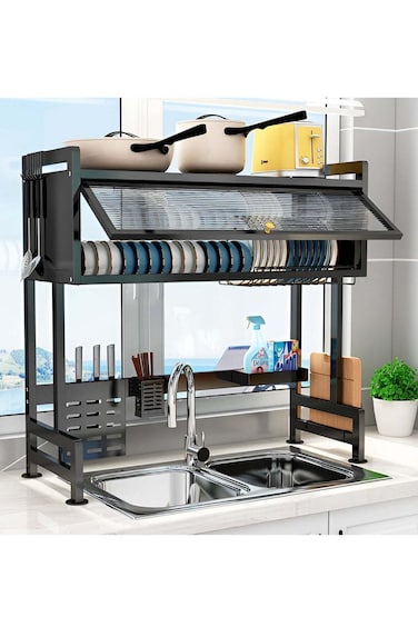 Heavy Duty Over The Sink Dish Drying Stand With Shelf 3 Tier Large Dish Rack