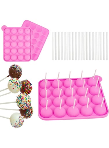 Cake Pop Mold, 20 Cavity Lollipop Moulds, BPA Free Cake Pop Maker, 22.5x18.5x4cm Cake Pop Making Tools, Cake Pop Moulds with 20 Lollipop Sticks, for Hard Candy, Chocolate, Jelly