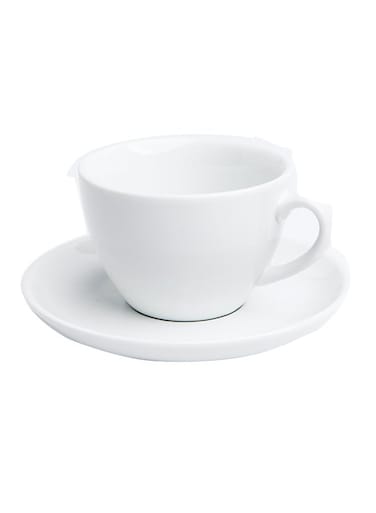 2-Piece Ergonomically Designed Fade-Proof Comfortable Grip Cup And Saucer White 14.2x14.2x1.8cm