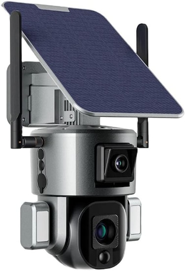 كروني كاميرا دي 5 واي فاي 4K-8MP تعمل بالطاقة الشمسية مزدوجة الربط كاميرا بي تي 8 ميجابكسل لاسلكية سي سي تي في, لا حاجة لضبط التركيز، الصورة واضحة بعد التركيب