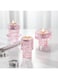 Glass Candle Holders, Set of 3 Ribbed Glass Candlesticks, Vintage Crystal Tealight Taper Candle Container Stand for Christmas Decorations Table Centerpieces Festival, Wedding Dinner Party (Pink)