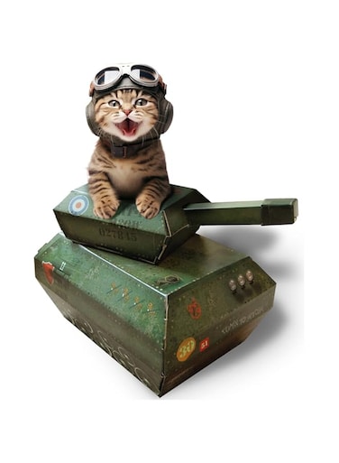 SUCK UK Katzen-Spiel-Haus   Neuartiger Karton Katze Panzer   Katzenspielzeug &amp; Zubehor   Flach verpackt und einfach zu montieren