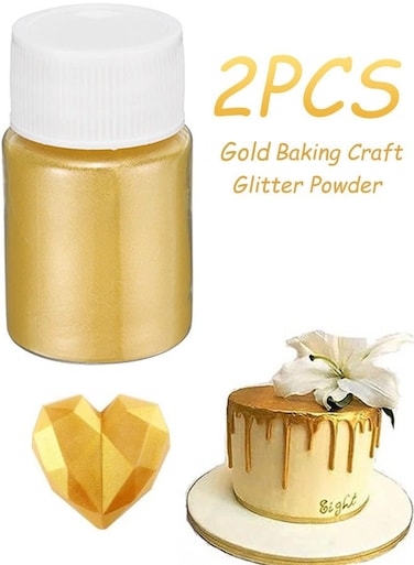 Pcs Gold Metallic Baking Craft Glitter Powder Cake Topper Decoration for DIY Cupcakes Cookies Dessert Garnish Parties Weddings Festive Celebrations,Sparkling Shimmery Dust for Creative Baking,All 20g