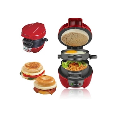 Sandwich Toaster and Burger Maker with Egg Rings and Timer, Non-Stick Ceramic Plates, Easy Cl
