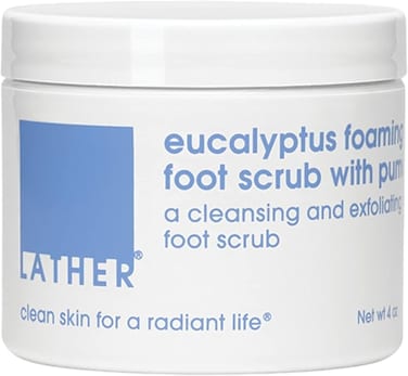 LATHER Eucalyptus Foaming Foot Scrub with Pumice 4 oz - a Clean rinsing, foaming Foot Scrub Developed Specially for The feet
