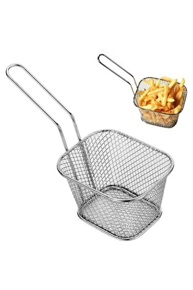 5-pack mini stainless steel fry baskets&mdash;perfect for serving fries, snacks, and small fried foods
