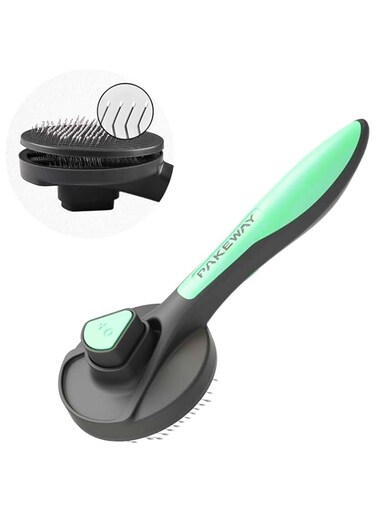 JeeSoarToFar Pet Automatic Cleaning Brush - Cat Brush with Release Button - Pet Brush for Massaging and Shedding (Suitable for Long and Short Hair Pets) - Hair Remover Tool for Loose Undercoat and Tan