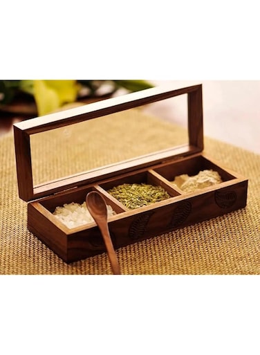 Acewood Dry Fruit serving box, spice box,dates serving tray, nuts box, dry fruit tray, Dry Fruit gift box, Dry Fruit Containers, Diwali gift, Jewelry Box, Multi Utility Storage Container with Spoon