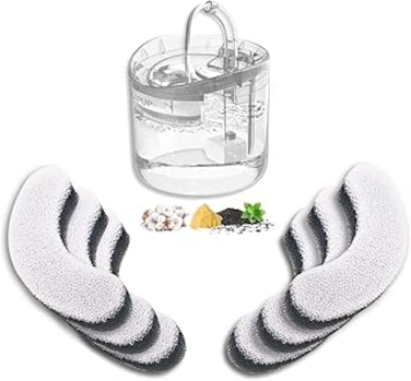 HAPUP Cat Water Fountain Filter Replacement 6pcs Cat Fountain Filter Arc-shaped Washable Pet Fountain Filters with Triple Filtration System Activated Carbon for 1.8L HAPUP Dog Water Fountain