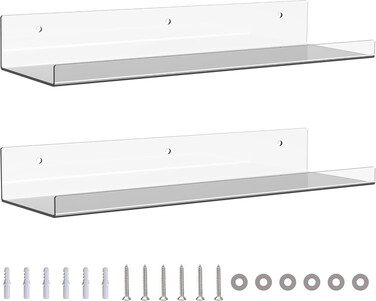 JDEA 2 Pack 15-inch Wall-Mounted Acrylic Shelves for Home Decoration and Storage