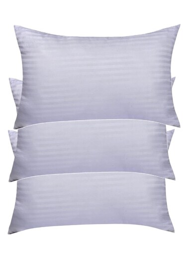 3 Piece Bed Pillow Cotton Stripe White Fabric 50X90cm Made in Uae