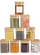 Glass Jars Set 210ml, Food Cereal Storage Spice Containers for Home Kitchen, Food Storage Jars With Labels, Marker and Spoons, Square 6 * 8cm 10 Pieces With Wood Lid.
