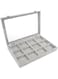 SKEIDO Jewelry Tray, Multi-Functional Jewelry Organizer with Lid &amp; Lock for Ring, Earring, Stud, Necklace, Bracelet, Watch, Soft ice Velvet Jewelry Showcase Display Tray (12 Grid)