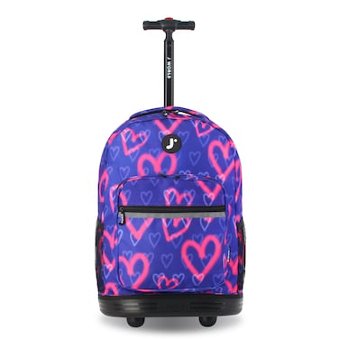 J World New York Sunrise Kids Rolling Backpack - HEART SPRAY