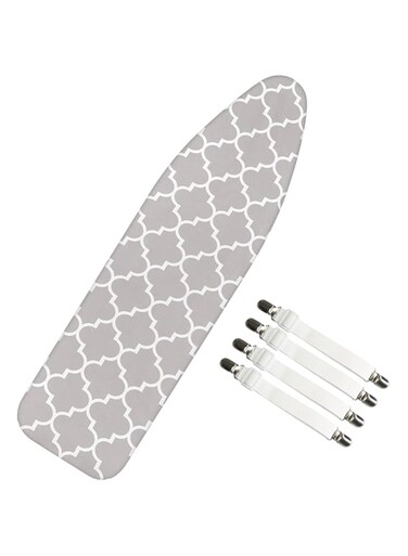 Ironing Board Cover with 2.5mm Foam, 4 Elastic Fasteners, 100% Cotton Material, Multi-Layers Durable Thick Padding, Heat Resistance, Fast and Smoother Ironing (L 124 x W 45cm, Gray Lantern)