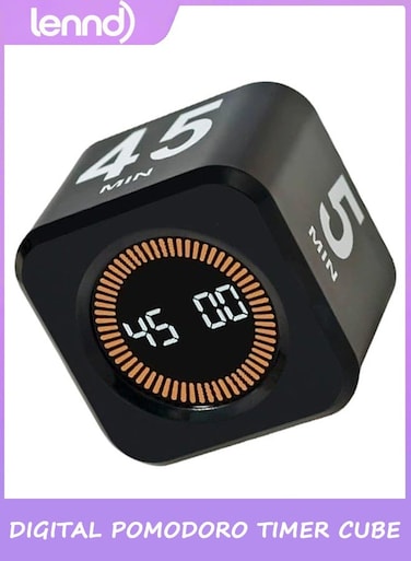 Digital Pomodoro Timer Cube 5/10/25/45min, Visual Productivity Flip Timer for Kids Classroom Desk, Custom Countdown, Silent and Sound Mode for ADHD Study Work Game Kitche