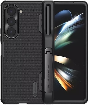 Case for Samsung Galaxy Z Fold 5 Case Cover Nillkin Super Frosted Shield Fold Pen holder version Matte All-Round Protection Shockproof Dual Layer Case Cover for Samsung Galaxy Z Fold5 5G (Black)