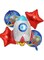 PARTY TIME - 5Pcs. Rocket Spaceship Reusable Helium Balloons with Red Stars for Birthday Party Decoration Kids Gift