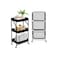 3-Tier Rolling Utility Cart with Mesh Panels, Mobile Storage Organizer with Wheels, Black