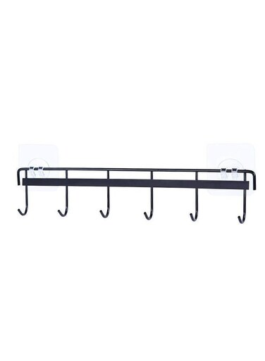Pack Kitchen Adhesive Wall Hooks Rack Rail, Space Saving Wall Hanger No Drilling Hanger with 6 Hooks for Kitchen Bathroom Bedroom Closet Stainless Kitchen Tools for Hanging Knives, Spoon