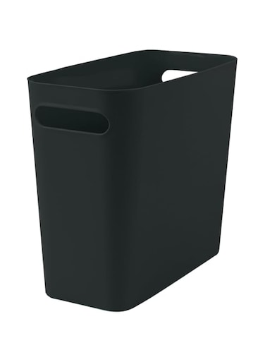 LENND Plastic Small Trash Can Wastebasket, Garbage Container Basket for Bathrooms, Laundry Room, Kitchens, Offices, Kids Rooms, Dorms, 8L, Black
