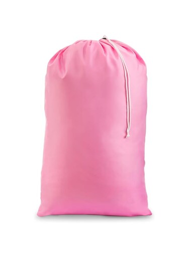 Nylon Laundry Bag - Locking Drawstring Closure and Machine Washable. These Large Bags Will Fit a Laundry Basket or Hamper and Strong Enough to Carry up to Three Loads of Clothes. (Pink)