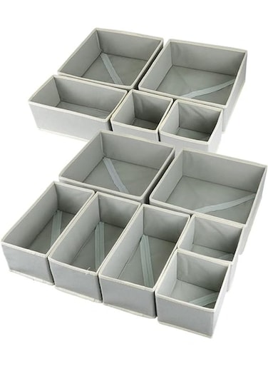 12 Pcs Clothes Drawer Organisers&iuml;&frac14;&OElig;Foldable Underwear Drawer Organizer and Closet Dividers&iuml;&frac14;&OElig;Storage Dresser Drawer Dividers&iuml;&frac14;&OElig;for Clothes, Socks, Bras, Underwear, Towels, Leggings, Jeans and Sweaters&iuml;&frac14;&OElig;Grey &amp; White