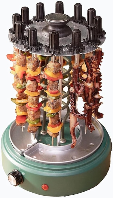 LUMINS Electric grill, Smokeless Automatic Rotating Vertical Grill，household grill artifact smokeless high-performance grill machine, suitable for family barbecues and picnics