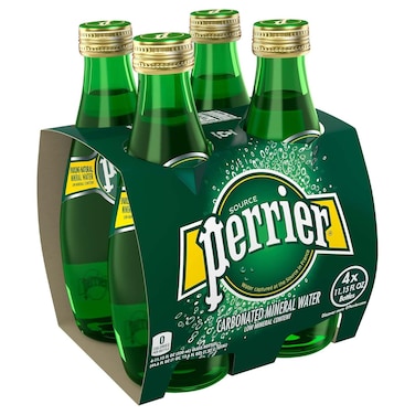 Perrier Sparkling Carbonated Mineral Water 330ml Pack of 4